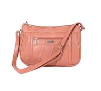 Women's Premium Soft Sheep Nappa Leather Handbag - Twin Zip Organiser Shoulder Bag with Multiple Compartments, Front & Back Pockets and Adjustable Crossbody Strap