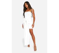 Womens Premium Structured Bow Draped Satin Bandeau Mini Dress - White - 10, White