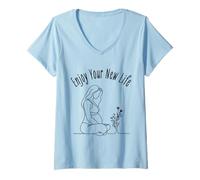 Womens Prenatal Yoga Enjoy Your New Life V-Neck T-Shirt