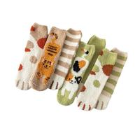 Women's Preppy Cat Paw Fuzzy Socks 7Pairs Kawaii Cozy Home Socks Coquettish Slipper Socks Cute Warm Sleeping Sockis, Multicolored, One Size