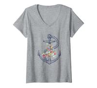 Womens Preppy Nautical Anchor Gear for Sailors Boaters & Yachting V-Neck T-Shirt