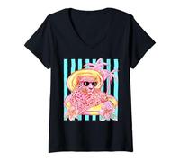 Women's Preppy Tropical Leopard Striped Summer Beach Leopard Lovers V-Neck T-Shirt