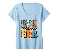 Womens Preschool Era Back to School Pre K Teacher Kindergarten Kids V-Neck T-Shirt