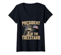 Womens President Tree Stand Hunter - Deer Hunting V-Neck T-Shirt