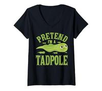 Womens Pretend I’m a Tadpole Funny Lazy Halloween Costume Dress V-Neck T-Shirt