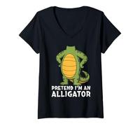 Womens Pretend I’m an Alligator Funny Headless Halloween Costume V-Neck T-Shirt