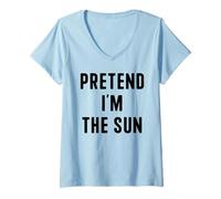 Womens Pretend I’m The Sun Funny Easy Lazy Halloween Costume V-Neck T-Shirt