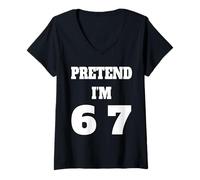 Womens Pretend I'm 6 7 Halloween Six Seven 6 7 Meme Design 6 7 V-Neck T-Shirt