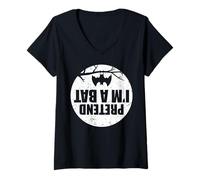 Womens Pretend I'm A Bat Lazy Halloween Party Easy Costume Funny V-Neck T-Shirt