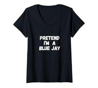 Womens Pretend I'm a Blue Jay Lazy Last Minute Halloween Costume V-Neck T-Shirt