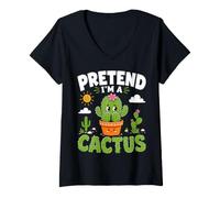 Women's Pretend I'm A Cactus Cute Succulent Plant Lazy Costume V-Neck T-Shirt