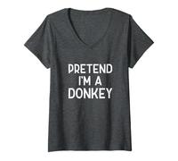 Womens Pretend I'm A Donkey Last Minute Christmas Nativity Costume V-Neck T-Shirt