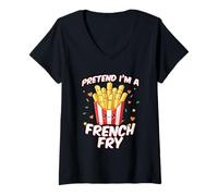 Womens Pretend I'm A French Fry, French Fries Halloween Costume V-Neck T-Shirt