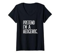 Women's Pretend I'm A Hedgehog Funny Halloween Party V-Neck T-Shirt