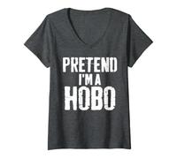 Women's Pretend I'm A Hobo Lazy Easy Halloween Costume Humor V-Neck T-Shirt