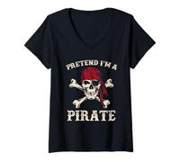 Womens Pretend I'm a Pirate Funny Halloween Talk Like a Pirate Day V-Neck T-Shirt