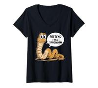 Womens Pretend I'm A Sandworm Funny Halloween Spooky Costume V-Neck T-Shirt