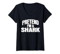 Womens Pretend I'm a Shark Funny Halloween Costume V-Neck T-Shirt