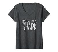 Womens Pretend I'm A Shark Shirt Adult Kids Men Women Shark Costume V-Neck T-Shirt