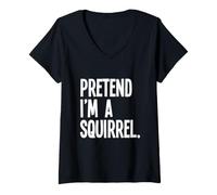 Women's Pretend I'm A Squirrel Funny Halloween Party Costume V-Neck T-Shirt
