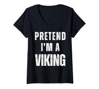Womens Pretend I'm a Viking Matching Costume Funny Halloween V-Neck T-Shirt