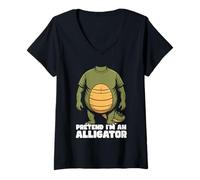 Womens Pretend I'm an Alligator Funny Halloween Headless Alligator V-Neck T-Shirt