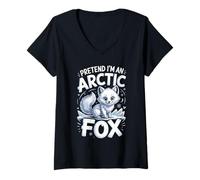 Women's Pretend Im an Arctic Fox Wildlife V-Neck T-Shirt