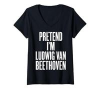 Women's Pretend Im Ludwig Van Beethoven V-Neck T-Shirt