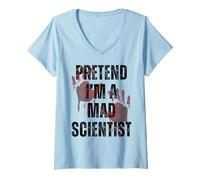 Womens Pretend I'm Mad Scientist Funny Easy DIY Halloween Costume V-Neck T-Shirt