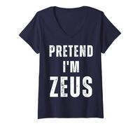 Women's Pretend I'm Zeus Matching Costume Funny Halloween V-Neck T-Shirt
