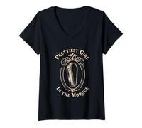 Womens Prettiest Girl In The Morgue Gothic V-Neck T-Shirt