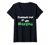 Womens Prettiest Girl in the Morgue Horrorcore Queen Womens Top V-Neck T-Shirt