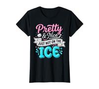 Women's Pretty and Nice Just Not On The Ice Cute Hockey Girl Value Graphic T-Shirt