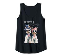 Womens Pretty and Problematic Funny Yorkie Cute Sassy Dog Lover Tank Top