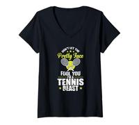 Women's Pretty Face, I'm a Tennis Beast V-Neck T-Shirt