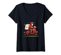 Womens Pretty Fast Food Delivery Costume for Pizza Fans V-Neck T-Shirt