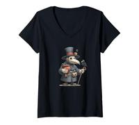 Womens Pretty Kingdom Doctor Costume with Plague Mask V-Neck T-Shirt