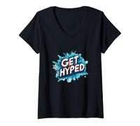 Womens Pretty Logo Costume with Get Hyped Statement V-Neck T-Shirt