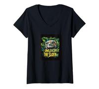 Womens Pretty Unleash the Sloth Speech Costume V-Neck T-Shirt