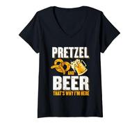 Women's Pretzels Beer That's Why I'm Here Brezeln Beer V-Neck T-Shirt