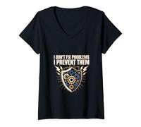 Women's Prevent Problems Reliability Engineer Shield V-Neck T-Shirt