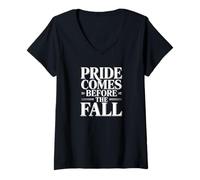 Womens Pride comes before, quote V-Neck T-Shirt