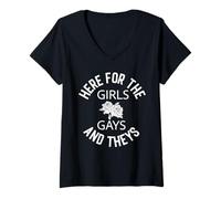 Womens Pride Here for the Girls, Gays and Theys Queer LGBT Ally V-Neck T-Shirt