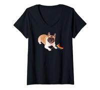 Womens Pride LGBT Dog Doggy Gay Lesbian Bisexual Trans Rainbow Flag V-Neck T-Shirt