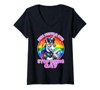 Womens Pride Month is Over Stop Being Gay Unicorn Funny Gay Humor V-Neck T-Shirt