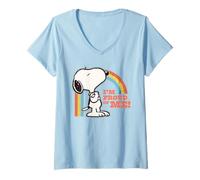 Womens Pride Peanuts Snoopy Rainbow LGBTQ Summer Fashion Love XOXO V-Neck T-Shirt