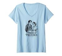 Women's Pride & Prejudice Since 1813 Darcy and Elizabeth Pen and Ink V-Neck T-Shirt