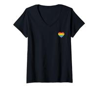 Womens Pride Rainbow Heart Queer Lesbian Gay CSD Adult Party LGBT V-Neck T-Shirt
