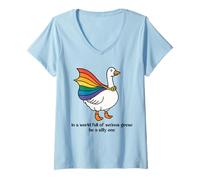 Womens Pride Super Goose - Be a Silly One Quote V-Neck T-Shirt