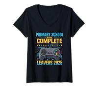 Womens Primary School Leavers 2025 Gamer Level Complete V-Neck T-Shirt